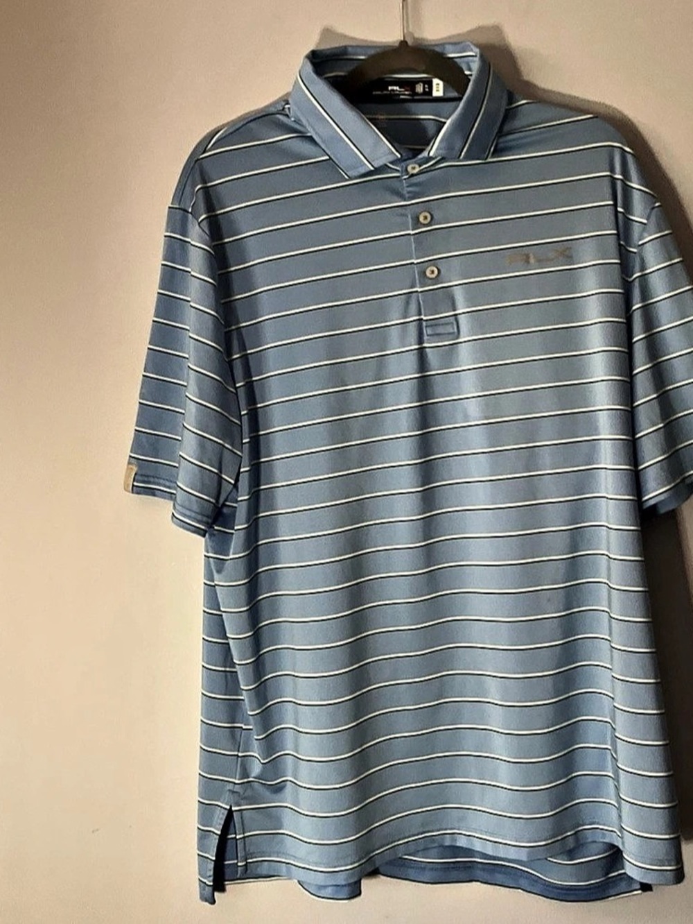 RLX Ralph Lauren Men's Striped Performance Golf Polo Shirt Blue XL
